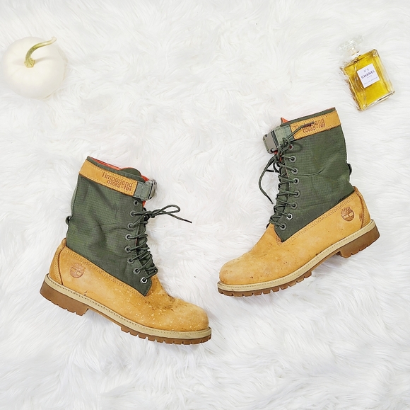 mixed media gaiter boots